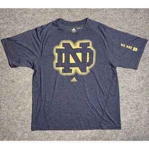 Notre Dame Fighting Irish Football T-Shirt Adidas Blue Polyester Mens Size Large